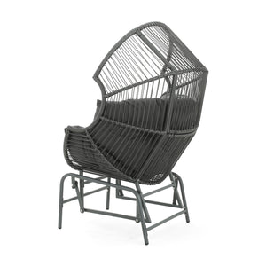 English Elm Christopher Knight Home® - Palos Outdoor Wicker Glider Chair - Weather-Resistant Dark Gray With Plush Cushions For Relaxation N775P191232G