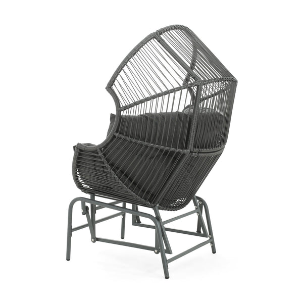 English Elm Christopher Knight Home® - Palos Outdoor Wicker Glider Chair - Weather-Resistant Dark Gray With Plush Cushions For Relaxation N775P191232G