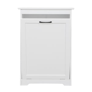 English Elm Trash Cabinet with Adjustable Tilt, White MDF 13-Gallon Hidden Garbage Bin Holder for Home (30.7"H) W2181P357598