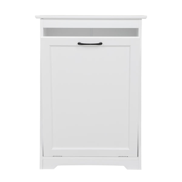 English Elm Trash Cabinet with Adjustable Tilt, White MDF 13-Gallon Hidden Garbage Bin Holder for Home (30.7"H) W2181P357598