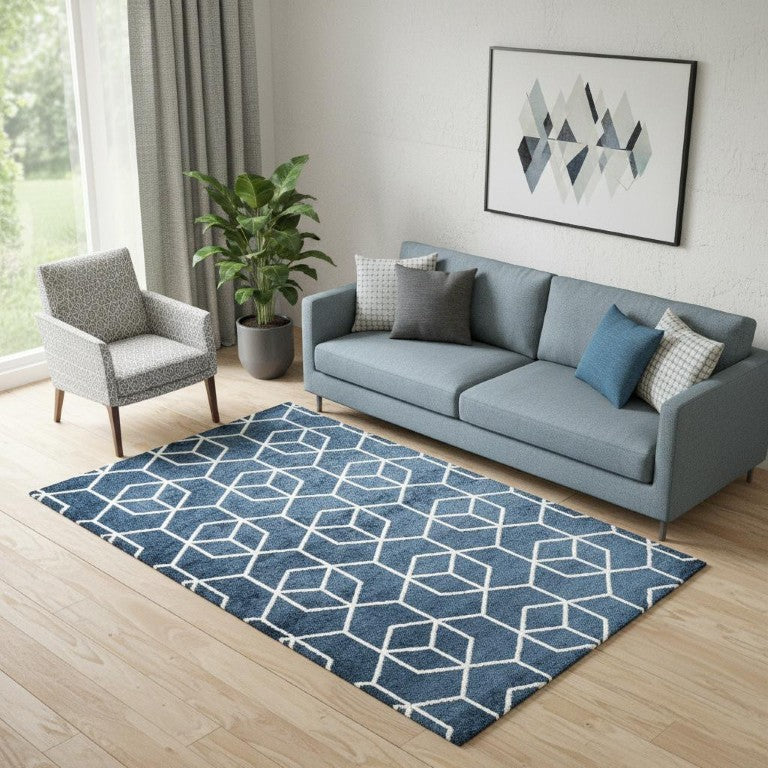 5x8 Diamond Pattern Polypropylene Area Rug for Living Room and Dining Spaces