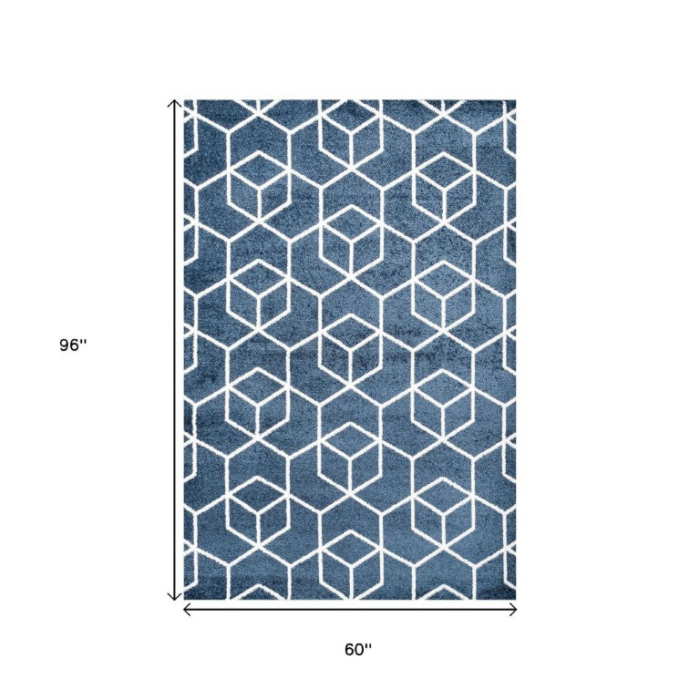 5x8 Diamond Pattern Polypropylene Area Rug for Living Room and Dining Spaces