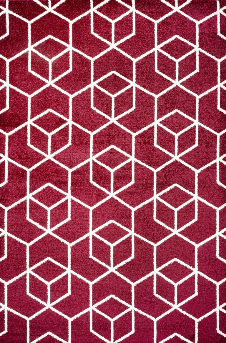 HomeRoots 5x8 Diamond Pattern Polypropylene Area Rug Power Loomed for Living and Dining Rooms 686424