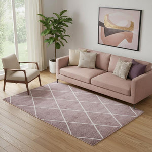 5 X 8 Diamond Pattern Polypropylene Area Rug for Living Room or Dining Space