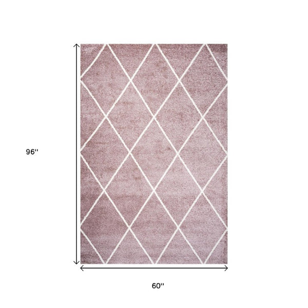 5 X 8 Diamond Pattern Polypropylene Area Rug for Living Room or Dining Space