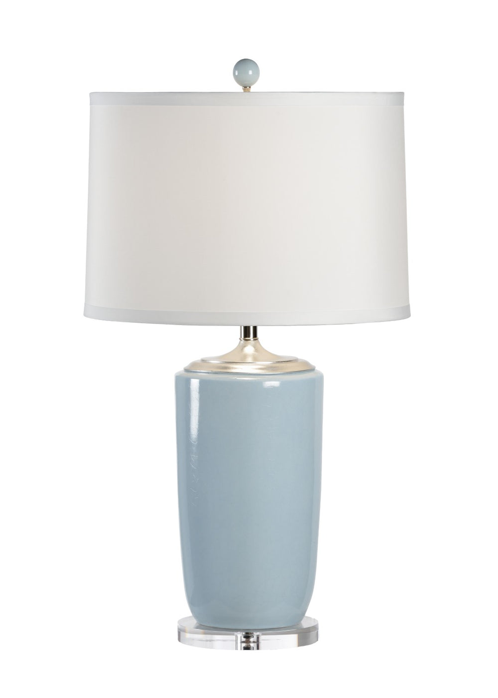 Chelsea House Large Blue Vase Lamp By Lisa Kahn — 32" Porcelain Table Lamp With Light-Blue Glaze, Nickel Accents, Acrylic Base 68644