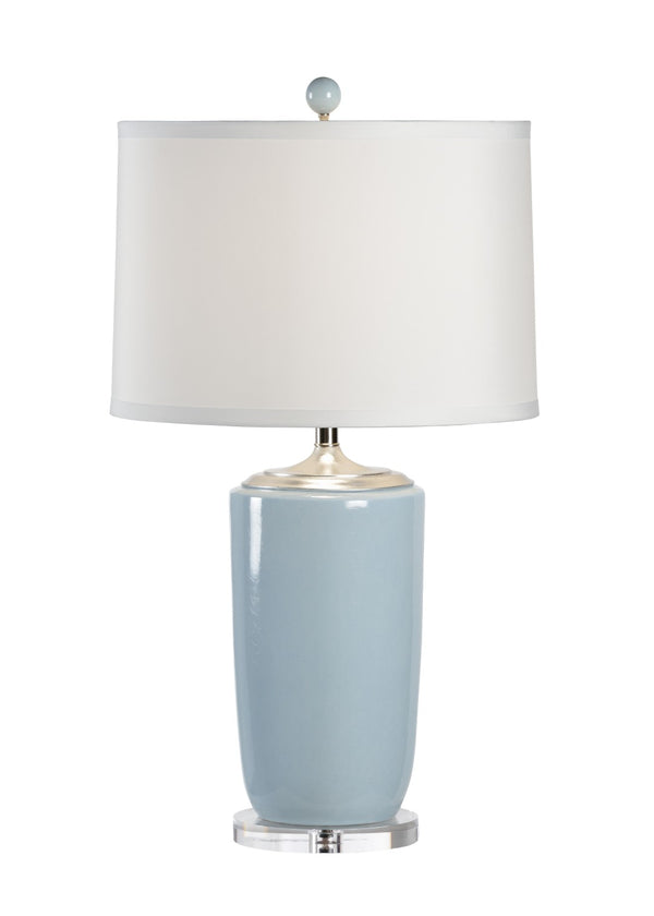 Chelsea House Large Blue Vase Lamp By Lisa Kahn — 32" Porcelain Table Lamp With Light-Blue Glaze, Nickel Accents, Acrylic Base 68644