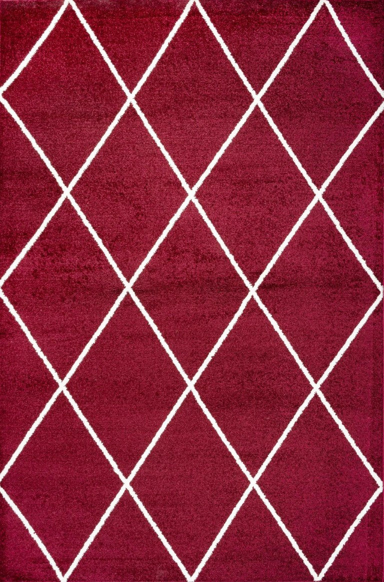 HomeRoots 8 Foot by 10 Diamond Polypropylene Area Rug for Living and Dining Rooms 686445
