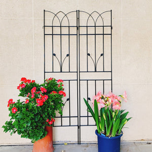 English Elm 4 Pack Powder-coated Metal Garden Trellises Rustproof Climbing Plant Outdoor Support Black W1586P147482