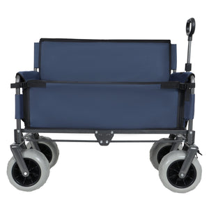 English Elm 3-in-1 Folding Utility Wagon Converts to Bench Seat with All-terrain Balloon Tires Dark Blue W2932P312718