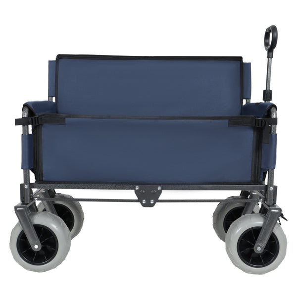 English Elm 3-in-1 Folding Utility Wagon Converts to Bench Seat with All-terrain Balloon Tires Dark Blue W2932P312718
