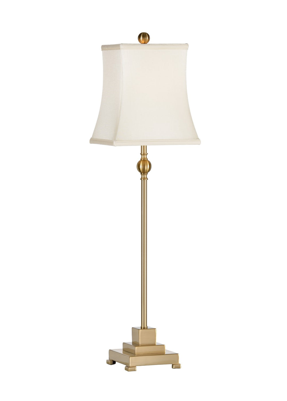 Chelsea House Kensington Antique Brass Buffet Lamp With Square Cream Shade — Transitional 34" Accent Lighting, Elegant Ambience 68649
