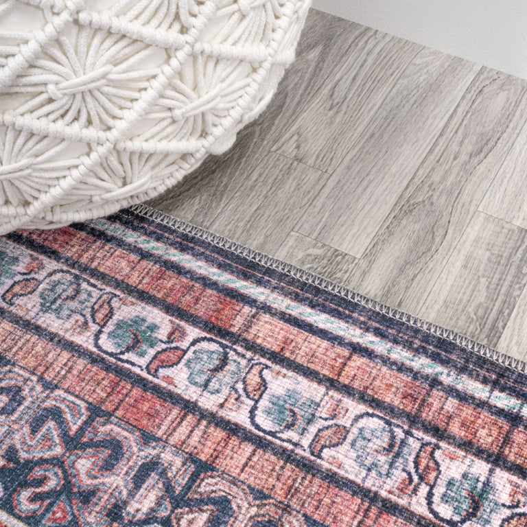 5x8 Chenille Medallion Area Rug Machine Washable Low Pile for Living Rooms