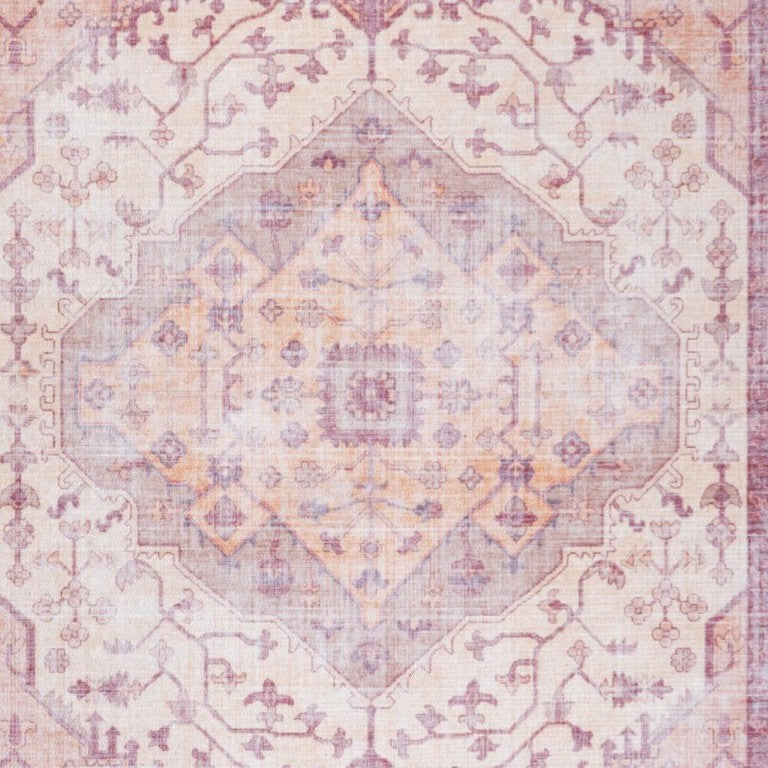 5x8 Chenille Medallion Area Rug Machine Washable Low Pile for Living Room Floors