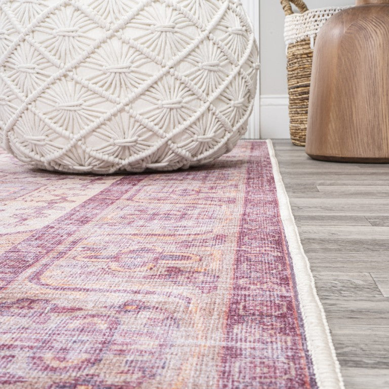 5x8 Chenille Medallion Area Rug Machine Washable Low Pile for Living Room Floors