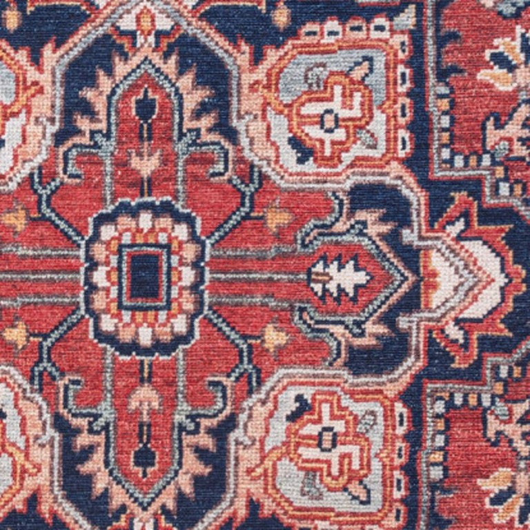 HomeRoots 5x8 Chenille Medallion Area Rug Machine Washable Low Pile for Living or Bedroom 686528