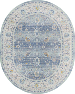 Unique Loom Whitney Bordeaux Machine Made Floral / Botanical Rug French Blue, Ivory/Light Blue/Gold/Gray/Light Green 7' 10" x 10' 0"