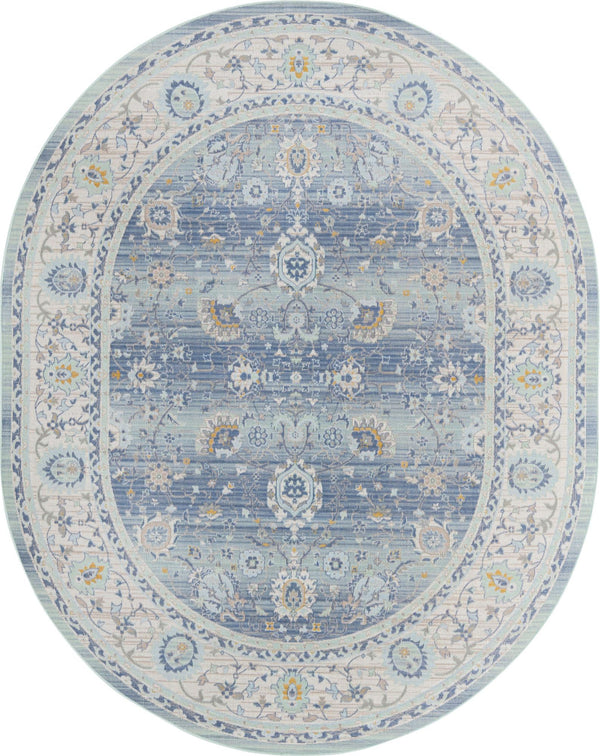 Unique Loom Whitney Bordeaux Machine Made Floral / Botanical Rug French Blue, Ivory/Light Blue/Gold/Gray/Light Green 7' 10" x 10' 0"