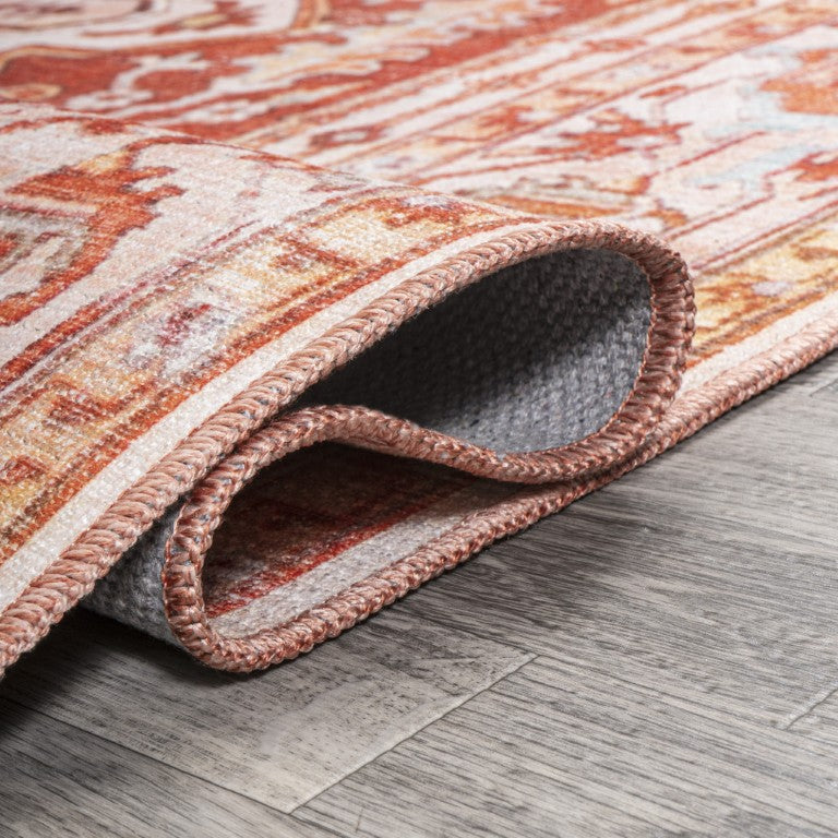 5x8 Chenille Medallion Area Rug Power Loomed Low Pile with Non Slip Cotton Backing