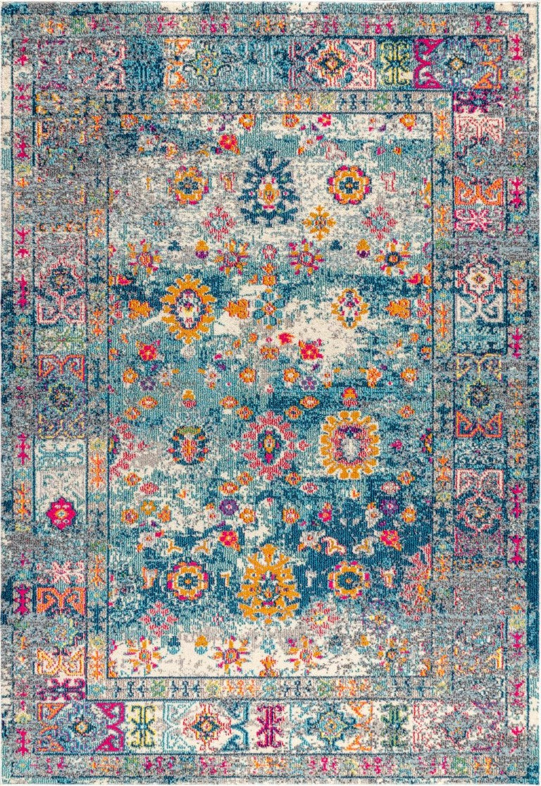 5 X 8 Medallion Polypropylene Area Rug for Modern and Transitional Living Rooms