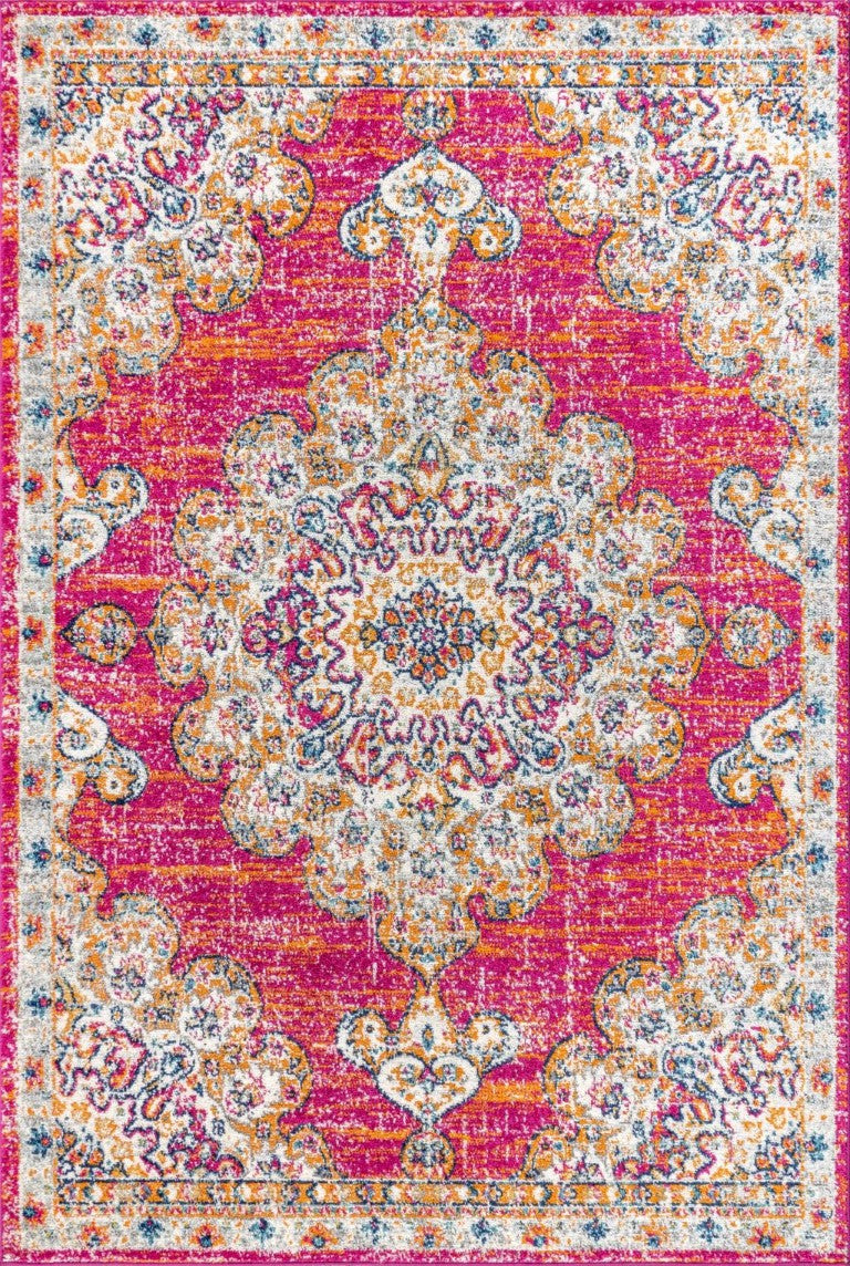 HomeRoots 5 X 8 Polypropylene Medallion Area Rug Power Loomed for Living and Dining Rooms 686576