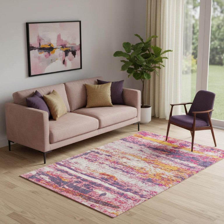 5 X 8 Abstract Polypropylene Area Rug Low Pile Modern Living Room Floor Accent