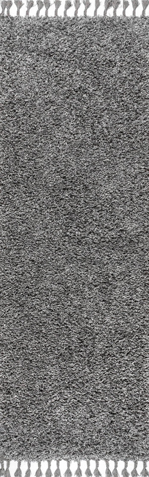 HomeRoots 8' Charcoal Runner Rug with Fringed Edges - Stylish, Durable, and Perfect for Hallways & Entryways 686611