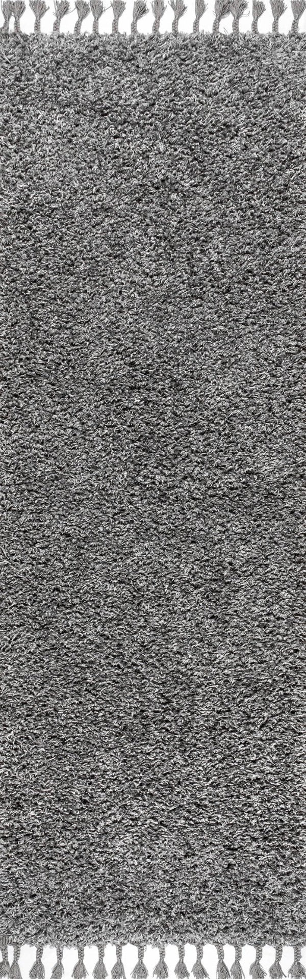 HomeRoots 8' Charcoal Runner Rug with Fringed Edges - Stylish, Durable, and Perfect for Hallways & Entryways 686611