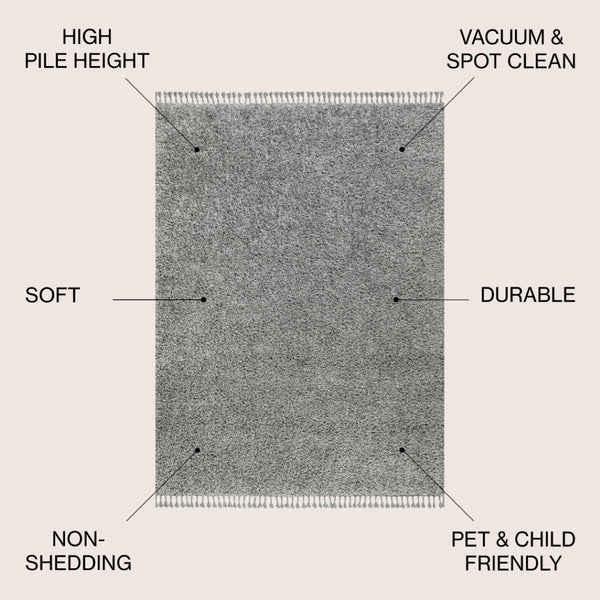 HomeRoots 4' X 6' Charcoal Area Rug with Stylish Fringe - Durable, Soft, and Versatile for Any Home Décor 686613