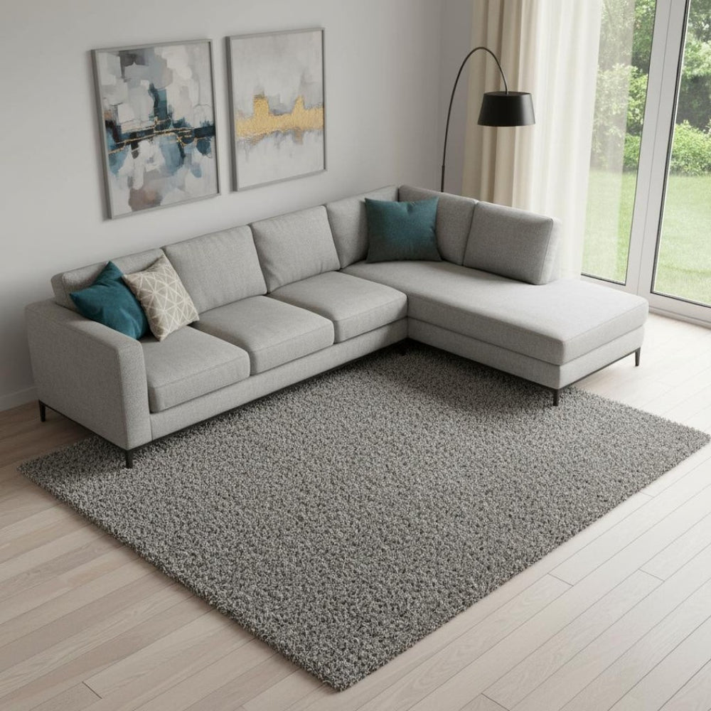 HomeRoots 8' X 10' Charcoal Area Rug with Stylish Fringe - Soft, Durable, and Perfect for Modern Interiors 686615