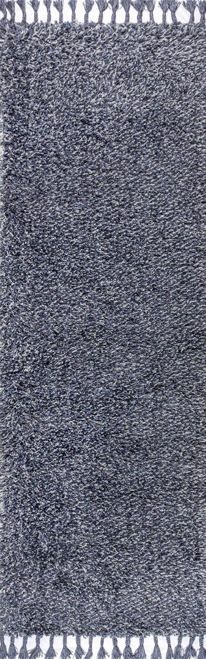HomeRoots 8' Denim Blue Runner Rug - Soft, Durable, Fringed Design Perfect for Hallways, Kitchens, and More 686616