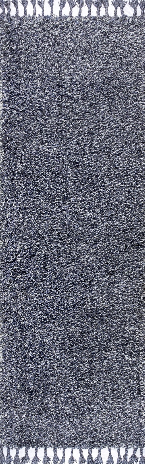 HomeRoots 8' Denim Blue Runner Rug - Soft, Durable, Fringed Design Perfect for Hallways, Kitchens, and More 686616