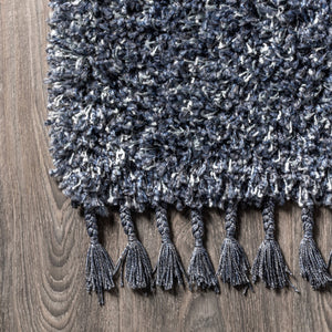 HomeRoots 8' Denim Blue Runner Rug - Soft, Durable, Fringed Design Perfect for Hallways, Kitchens, and More 686616