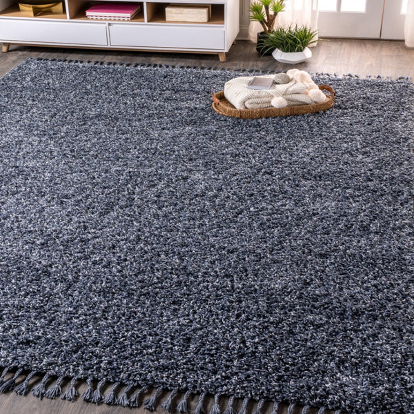 HomeRoots 4' Denim Blue Area Rug with Fringe | Stylish, Durable, and Soft for Modern Living Spaces & Décor 686618