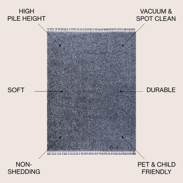 HomeRoots 4' Denim Blue Area Rug with Fringe | Stylish, Durable, and Soft for Modern Living Spaces & Décor 686618