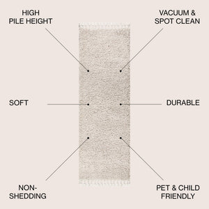 HomeRoots 8' Cream Runner Rug with Fringed Tassels - Stylish, Durable, and Soft for High-Traffic Spaces 686621
