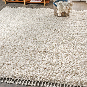 HomeRoots 4' Cream Area Rug with Fringe - Soft, Durable & Stylish - Perfect for Living Rooms, Bedrooms & More! 686623
