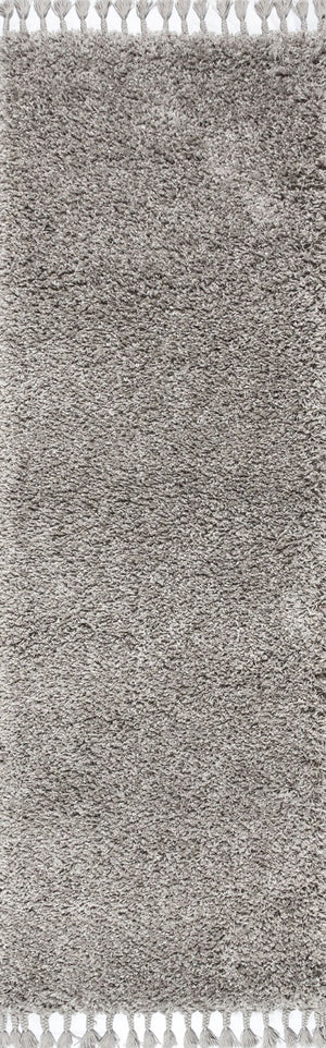 HomeRoots 8' Gray Runner Rug with Fringed Tassels - Soft, Durable, and Stylish for High-Traffic Areas! 686626