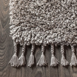 HomeRoots 8' Gray Runner Rug with Fringed Tassels - Soft, Durable, and Stylish for High-Traffic Areas! 686626