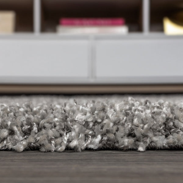 HomeRoots 8' Gray Runner Rug with Fringed Tassels - Soft, Durable, and Stylish for High-Traffic Areas! 686626