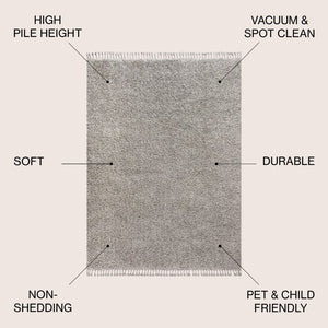 HomeRoots 5' X 8' Gray Area Rug with Fringed Tassels - Soft, Durable, Modern Design for Living Spaces & More 686629