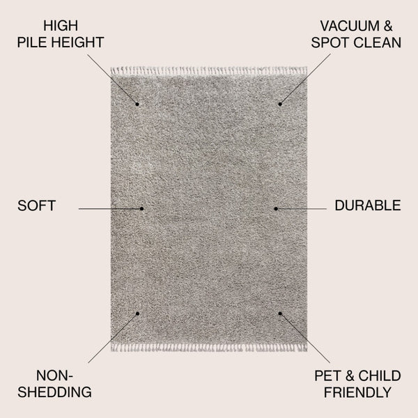 HomeRoots 5' X 8' Gray Area Rug with Fringed Tassels - Soft, Durable, Modern Design for Living Spaces & More 686629