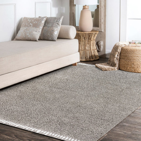 HomeRoots 8' X 10' Gray Area Rug with Fringed Edges - Stylish, Durable, and Versatile for Any Home Décor! 686630