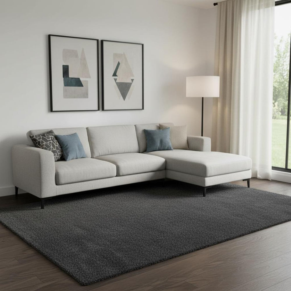 HomeRoots 9' X 12' Black Area Rug - Contemporary Style, Durable, Low-Maintenance for Living Rooms & Bedrooms 686644
