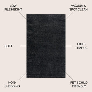 HomeRoots 9' X 12' Black Area Rug - Contemporary Style, Durable, Low-Maintenance for Living Rooms & Bedrooms 686644