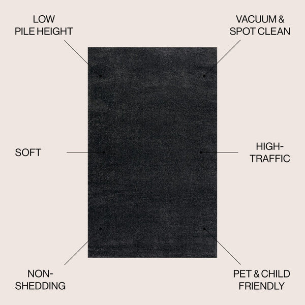 HomeRoots 9' X 12' Black Area Rug - Contemporary Style, Durable, Low-Maintenance for Living Rooms & Bedrooms 686644