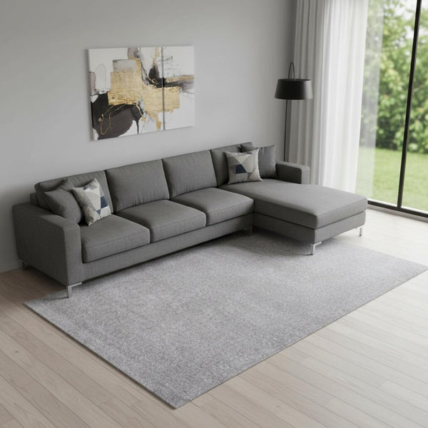HomeRoots 9' X 12' Light Gray Area Rug - Modern Design for Cozy Living Spaces, Noise Reduction & Easy Care 686646