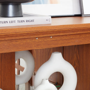 English Elm Vintage Led Curio Display Cabinet - Antique Oak Showcase With Adjustable Shelves & Bluetooth Lighting W1758P300120-GIGA