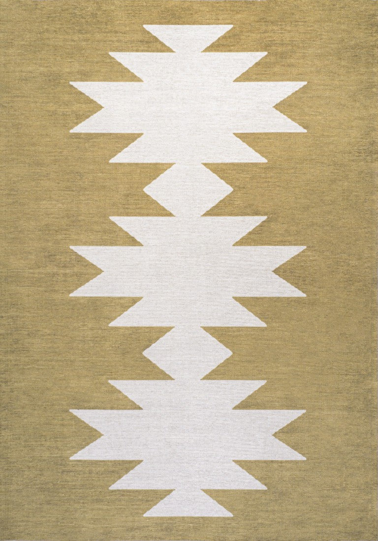 HomeRoots 9x12 Modern Geometric Polypropylene Area Rug Low Pile for Living and Dining Rooms 686657