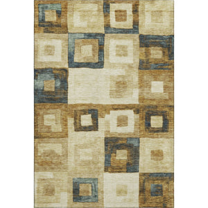 HomeRoots 9' X 12' Beige Teal Gold Geometric Area Rug – Stylish, Washable, UV-Protected for Busy Homes 686662